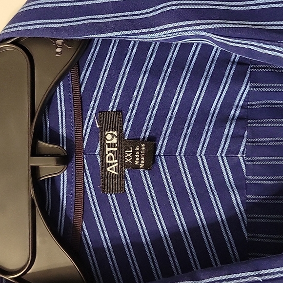 Dark blue/light blue striped mens button down shirt - Picture 2 of 7